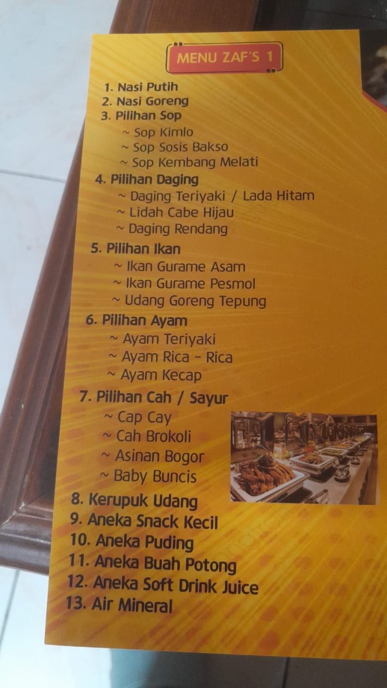 Menu ZAF’S 1