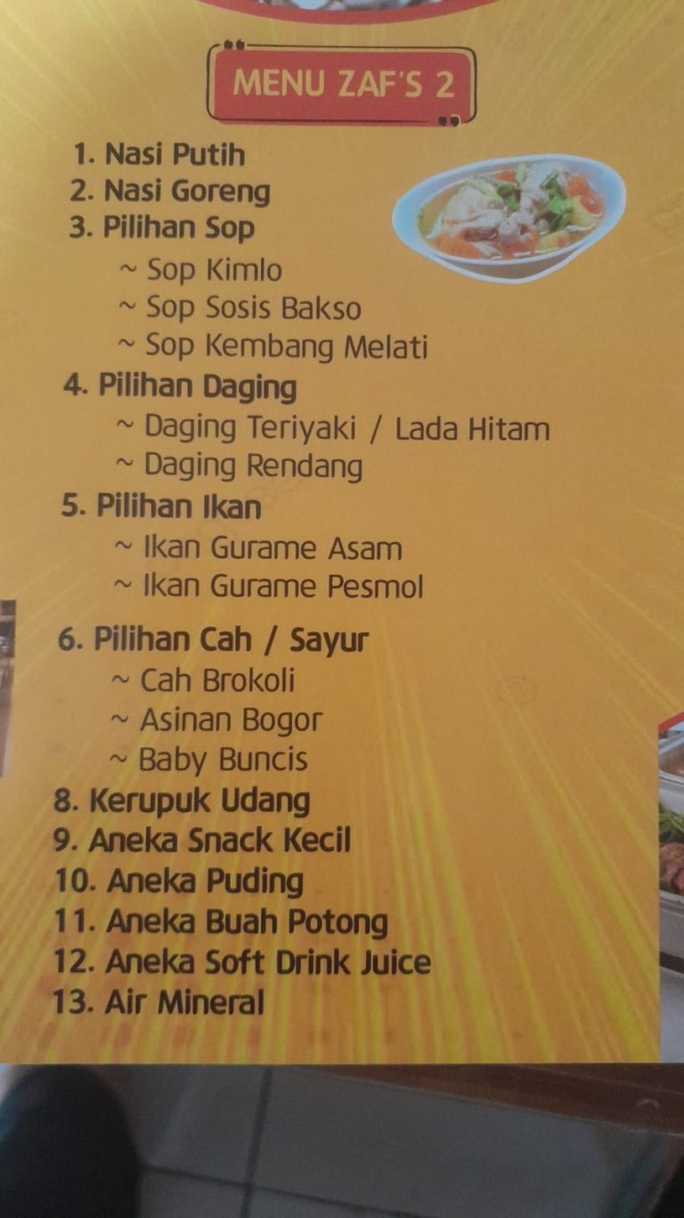 Menu ZAF’S 2